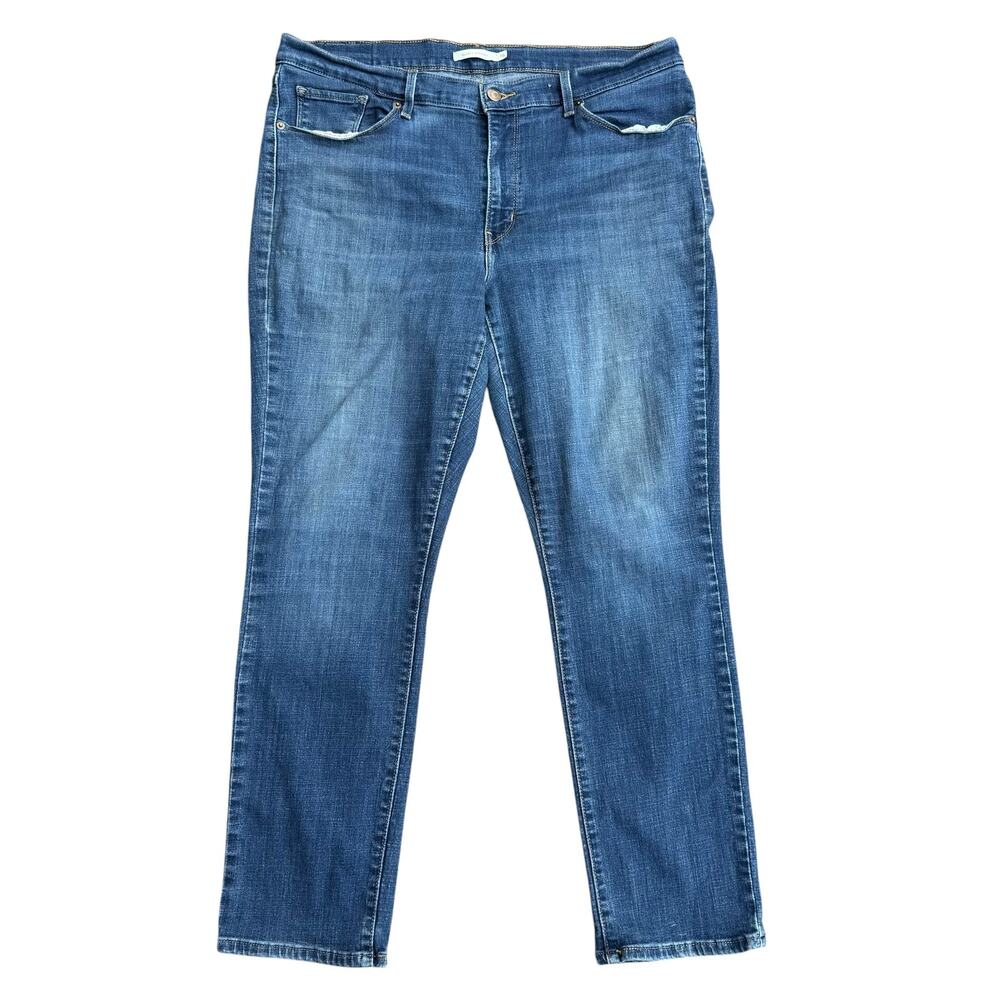 Levi's Classic Straight Leg Jeans Mid Rise Medium Dark Wash Stretch 16